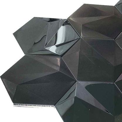 Onyx Black Hexagon 3D Wall Mosaic Tile TilesDecor