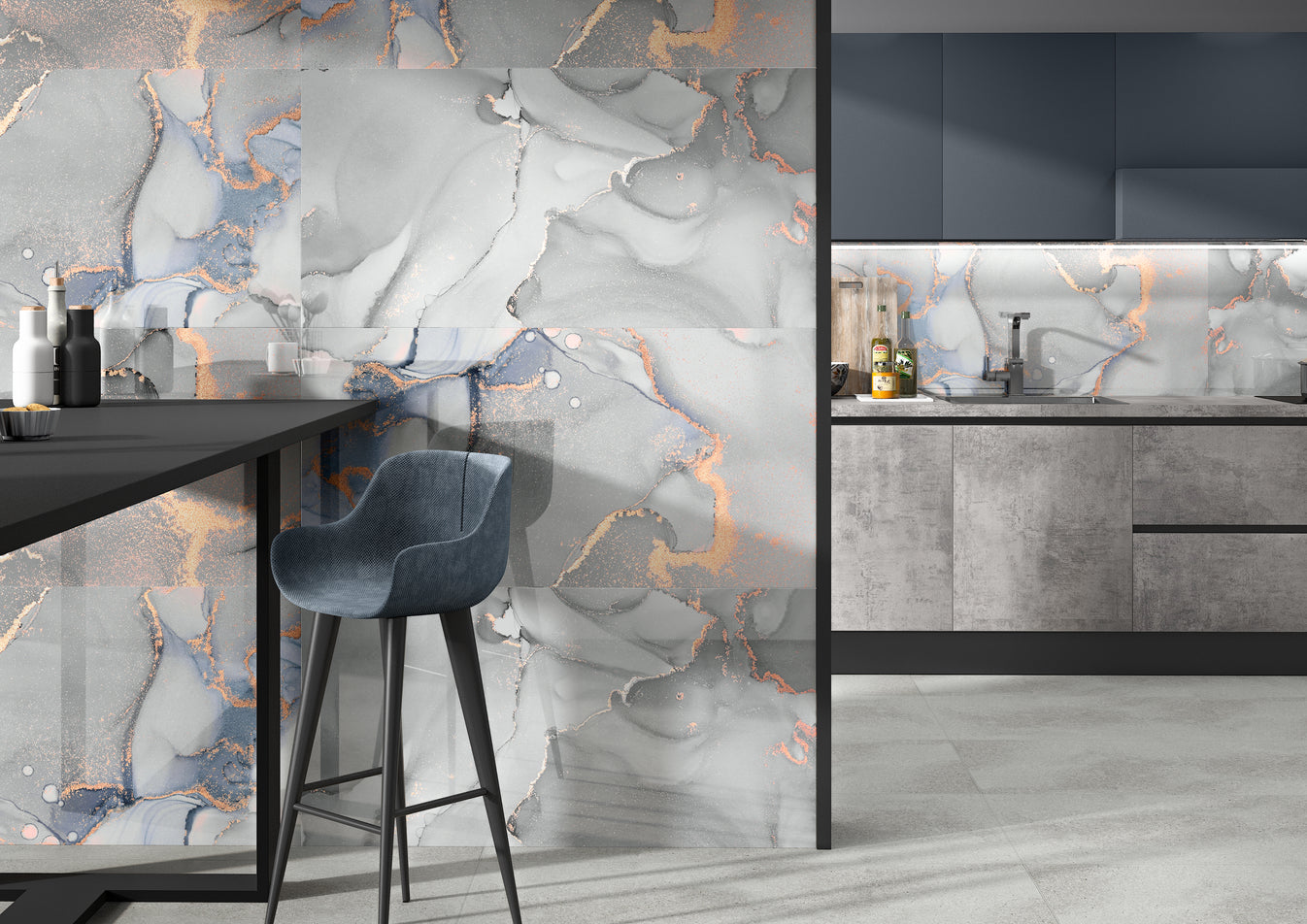 Pandemonium Rose Gold Glass Porcelain Wall Tile