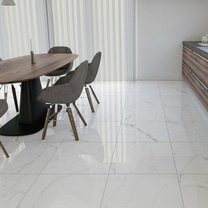 Panna Calacatta Matt Marble Efect 600x600mm Floor Tile TilesDecor