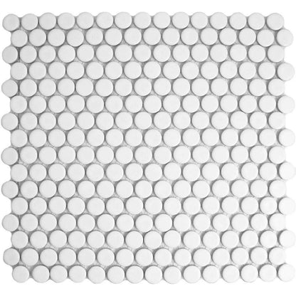 Penny Gloss White Circle Mosaic Wall and Floor Tile TilesDecor