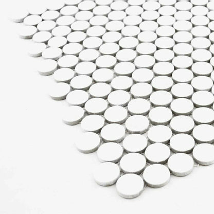 Penny Gloss White Circle Mosaic Wall and Floor Tile TilesDecor