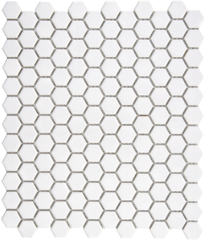 Penny Matt White Hexagon Porcelain Floor and Wall Mosaic 300x260mm Tile TilesDecor