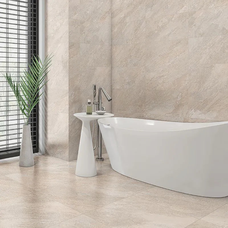 Rome Sandstone Ivory Matt Stone Effect Porcelain Wall and Floor 600x300mm Tile TilesDecor