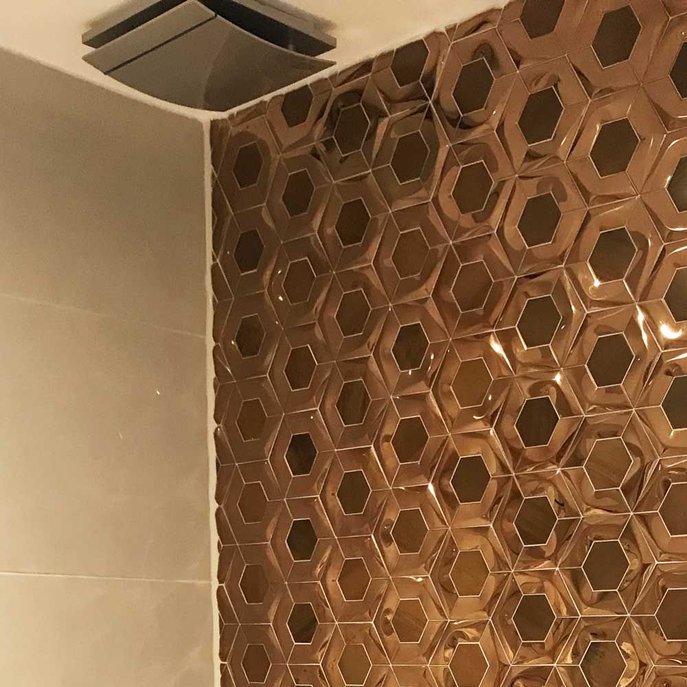Rose Gold and Copper Bronze Hexagon Mosaic Wall Tile TilesDecor