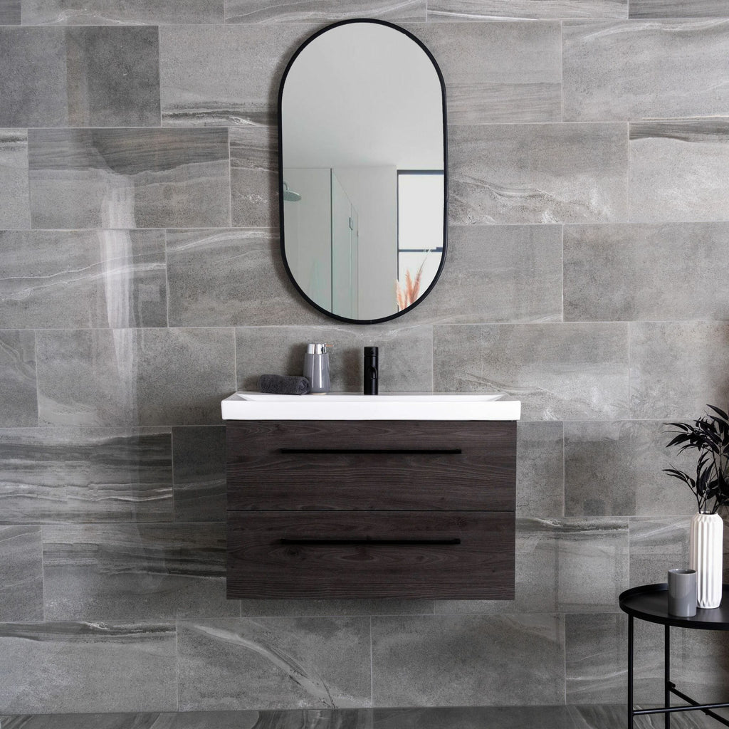 Serenity Grey Stone Effect 600x300mm Polished Porcelain Wall and Floor Tile TilesDecor