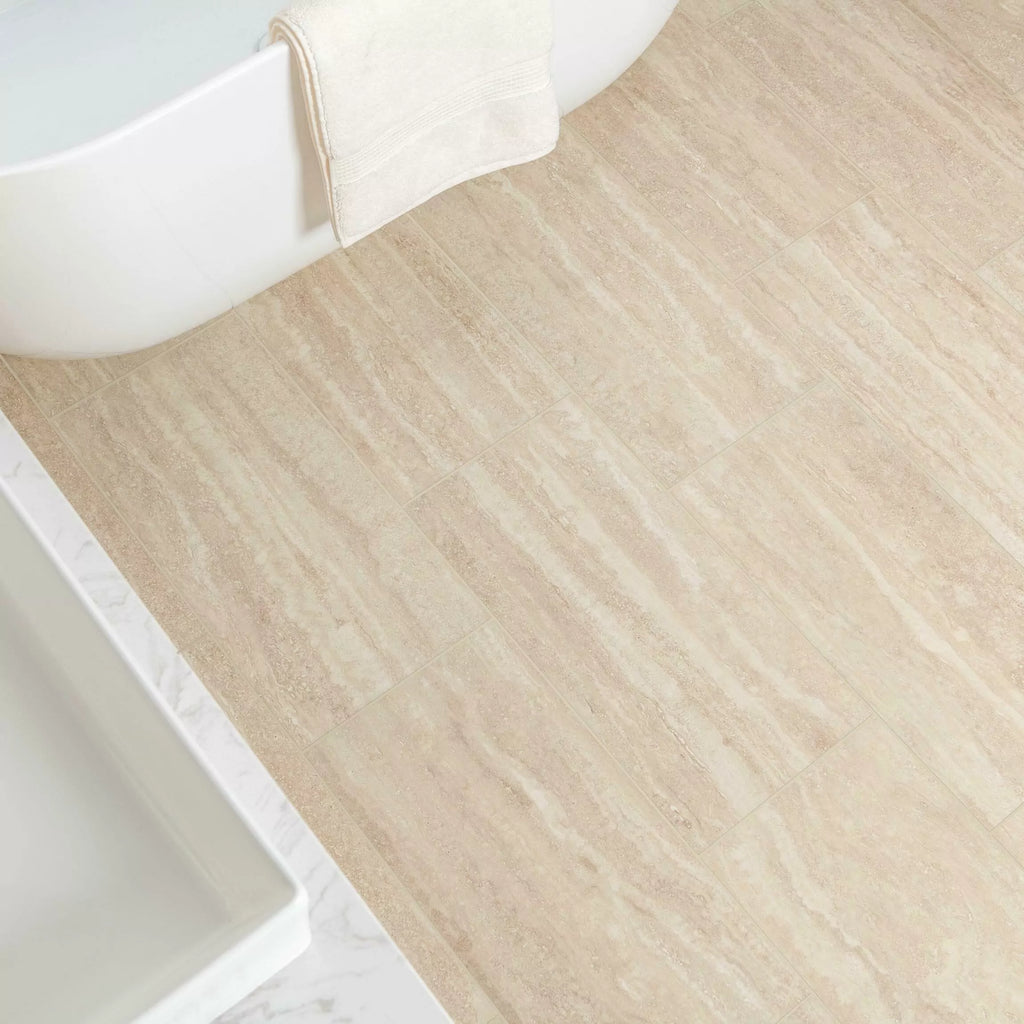 Serenity Sandstone Ivory Matt Stone Effect Porcelain Wall and Floor 600x300mm Tile TilesDecor