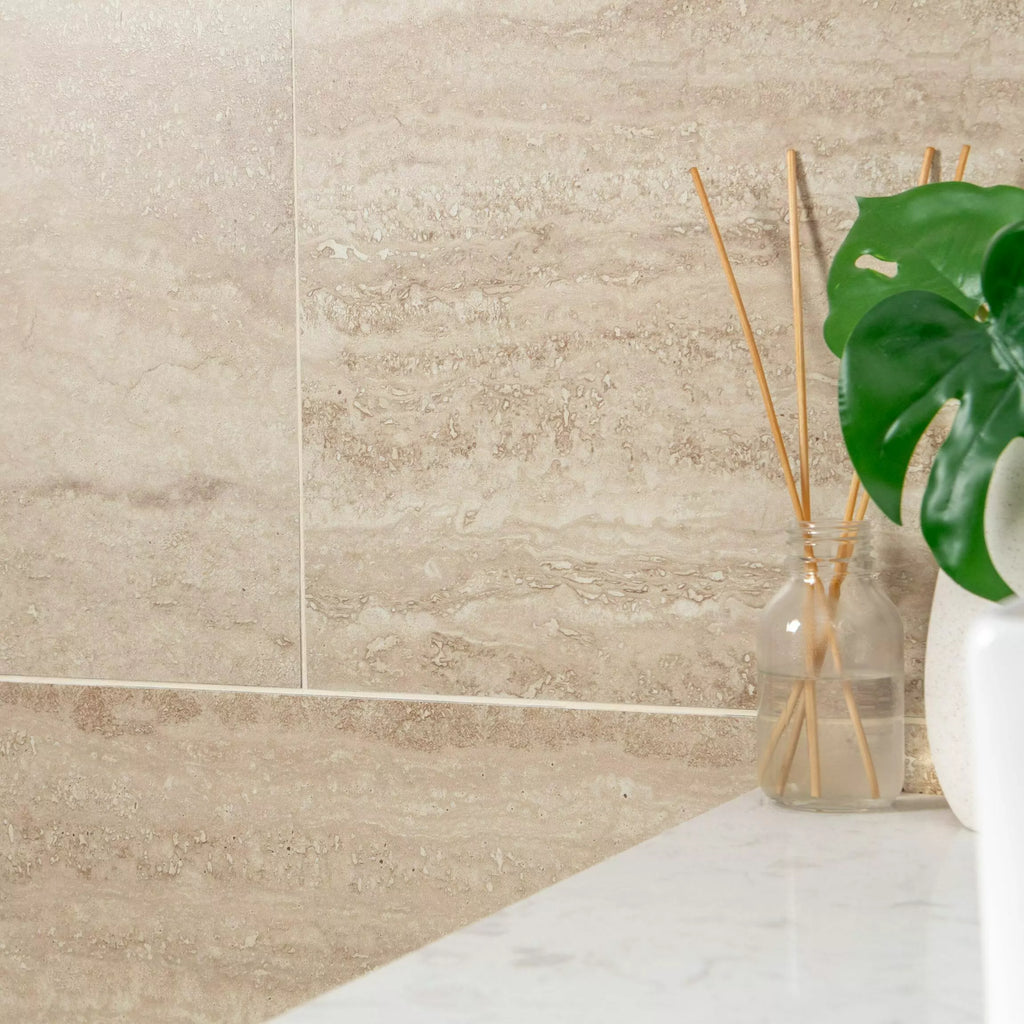 Serenity Sandstone Ivory Matt Stone Effect Porcelain Wall and Floor 600x300mm Tile TilesDecor