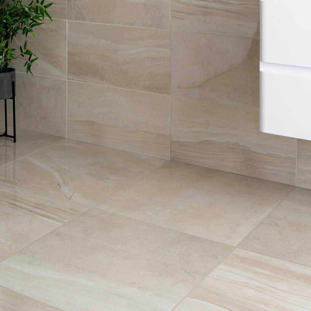 Serenity Sandstone Stone Effect Polished Porcelain 600x600mm Floor Tile TilesDecor
