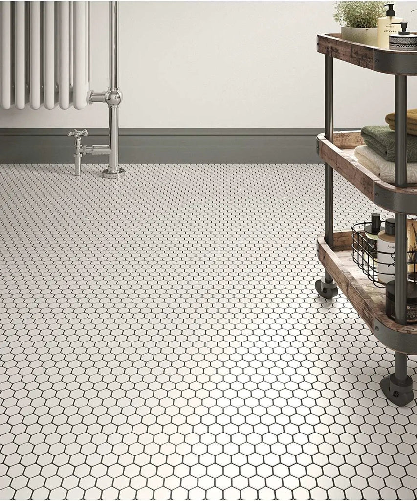 Shapes Hexagon Gloss White Floor and Wall Porcelain Mosaic Tile TilesDecor