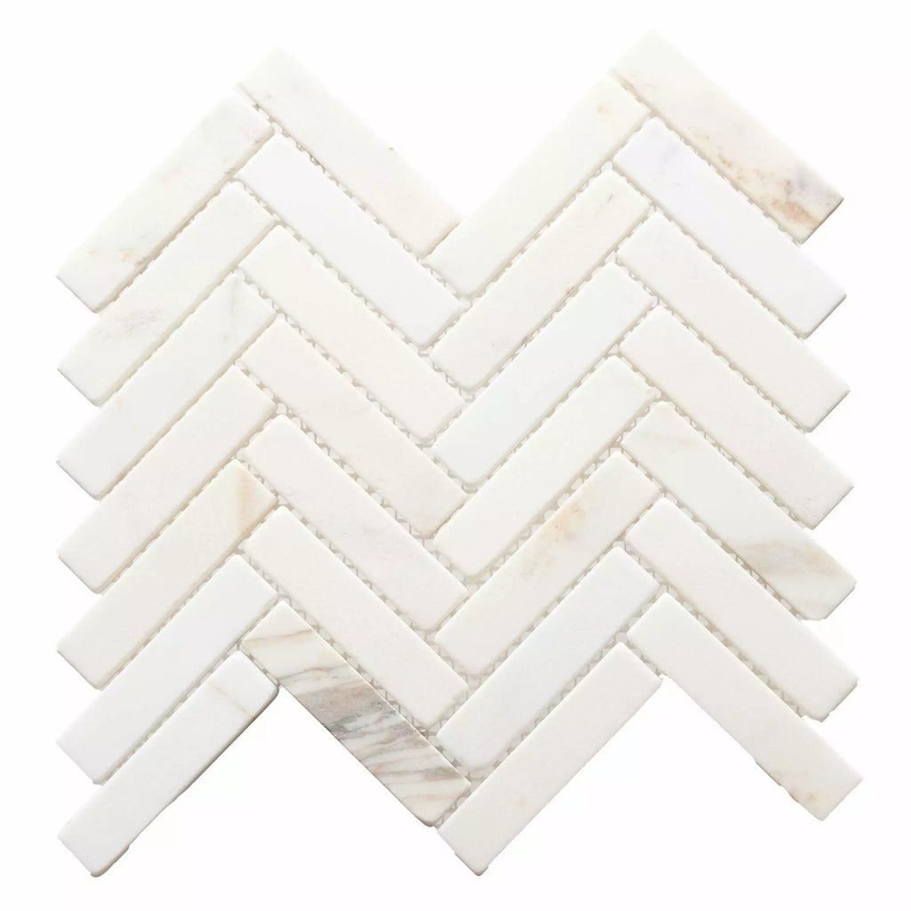 Siena Warm Beige Authentic Marble Herringbone Mosaic Wall and Floor Tile TilesDecor