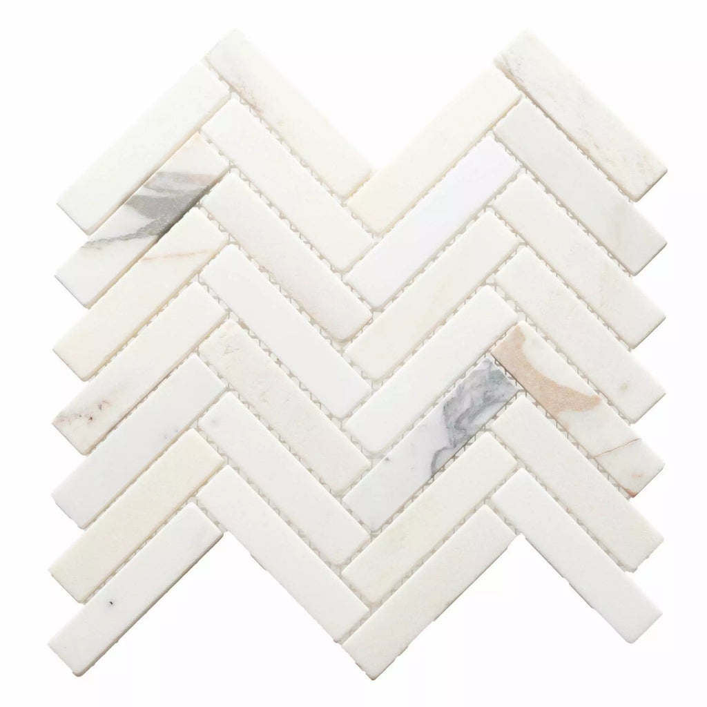 Siena Warm Beige Authentic Marble Herringbone Mosaic Wall and Floor Tile TilesDecor