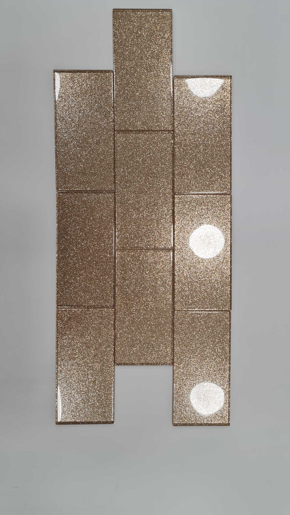 Sparkle Rose Gold Glitter Glass Metro 75x150mm Wall Tile TilesDecor