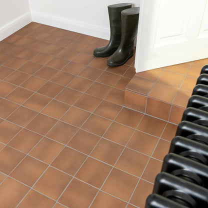 Terracotta Burnt Brown 150x150mm Ceramic Corner Quarry Tile TilesDecor