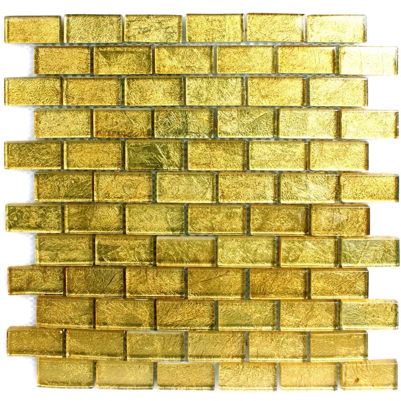 Golden Brick Gold Glass Mosaic Wall Tile TilesDecor