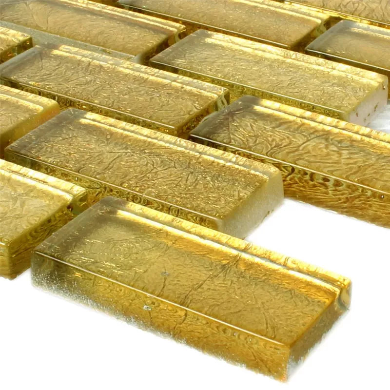 Golden Brick Gold Glass Mosaic Wall Tile TilesDecor