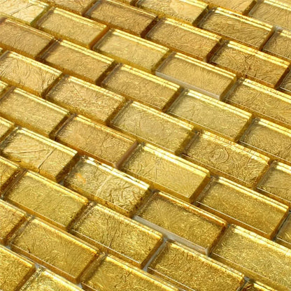 Golden Brick Gold Glass Mosaic Wall Tile TilesDecor