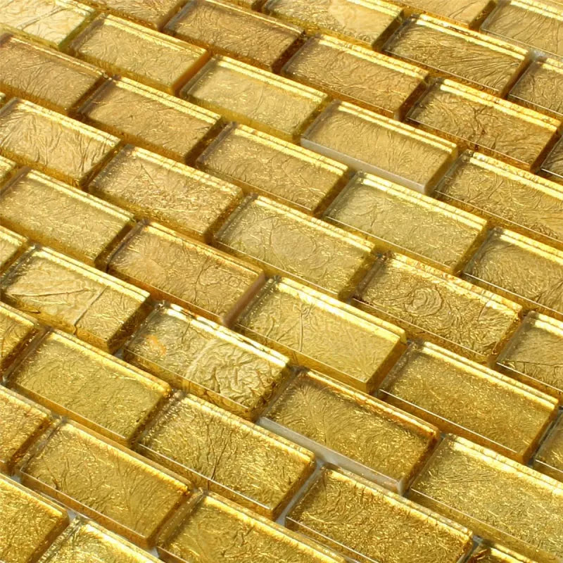 Golden Brick Gold Glass Mosaic Wall Tile TilesDecor