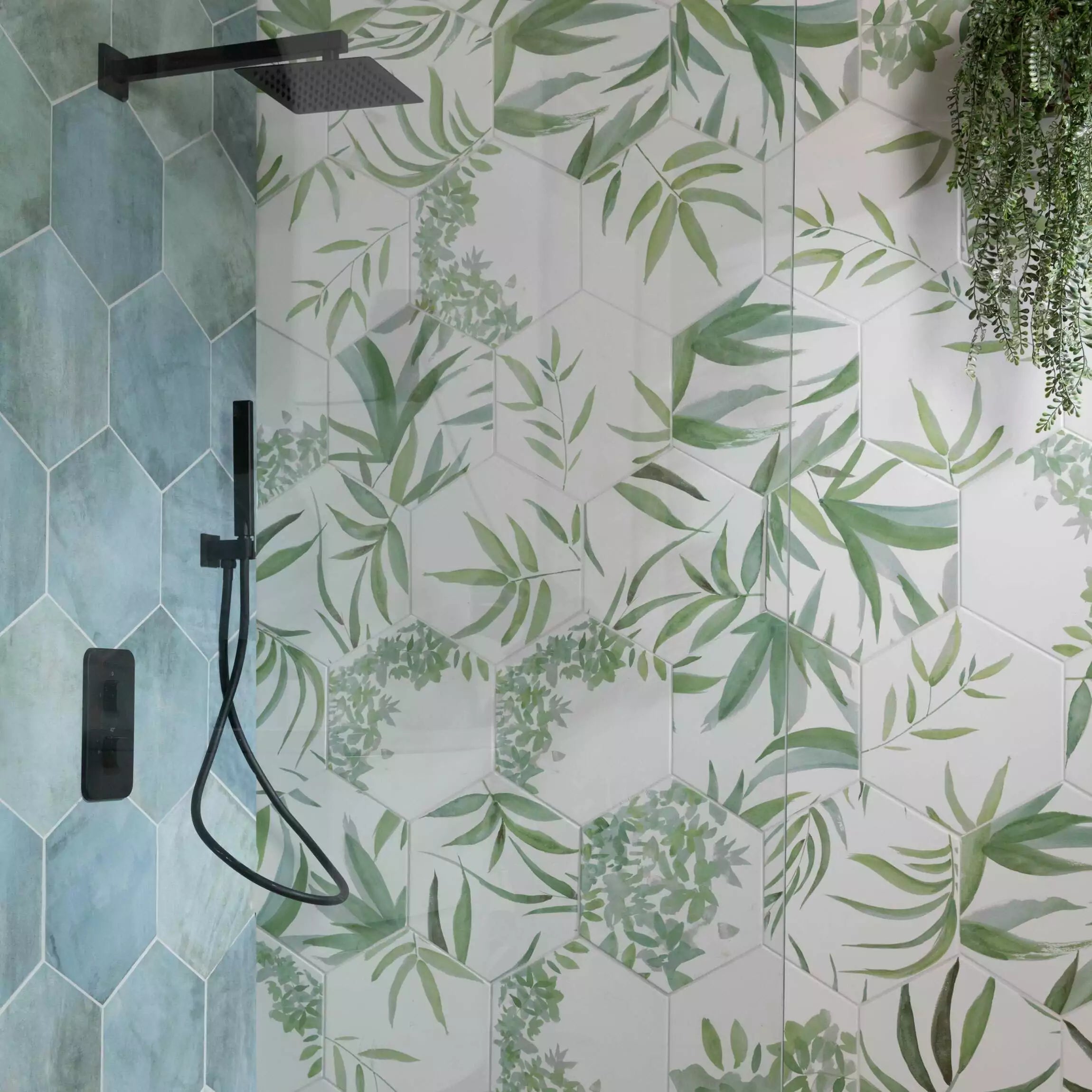 Tropical Forest Green Leaf Pattern Hexagon 333x285mm Pattern Wall and Floor Porcelain Tile TilesDecor