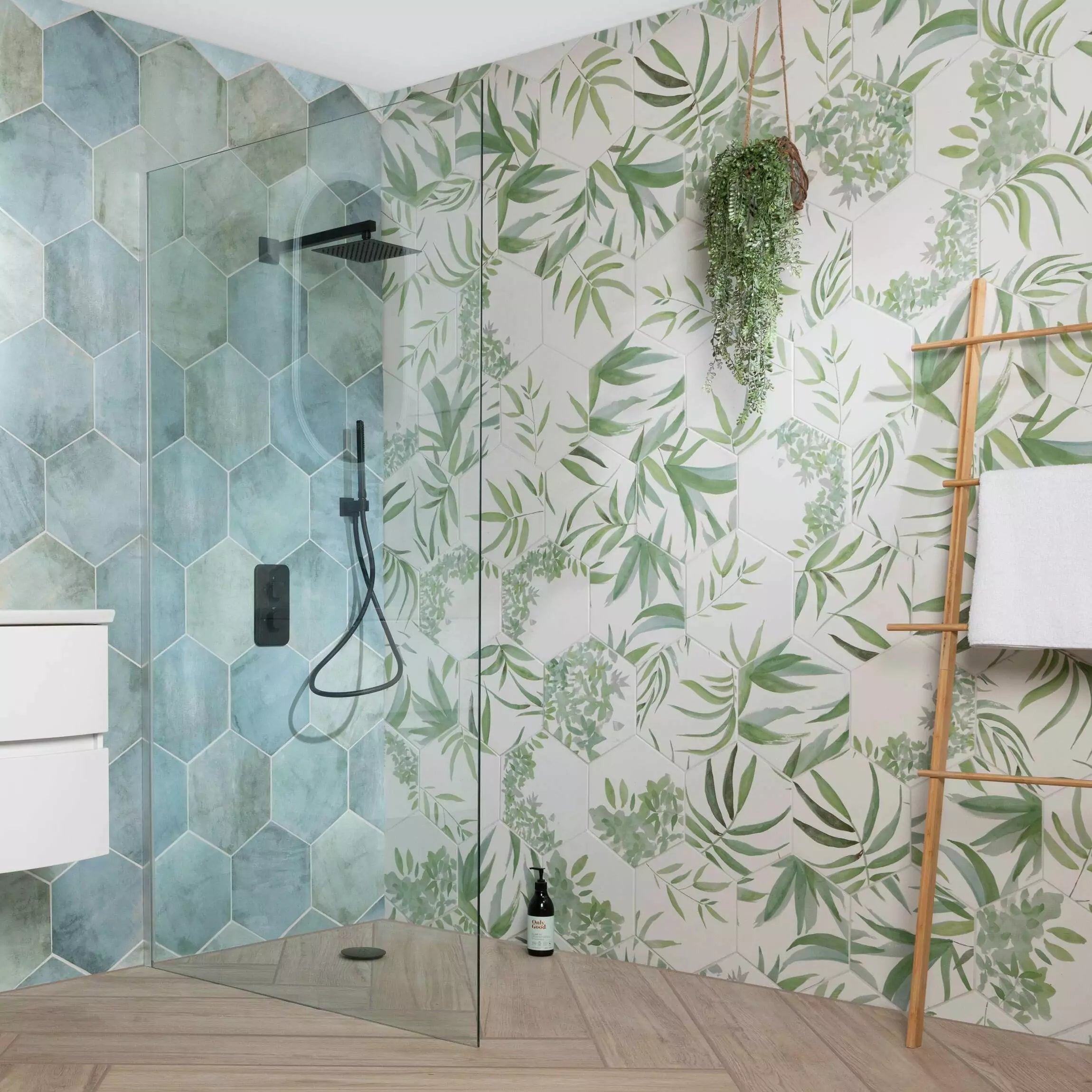 Tropical Forest Green Leaf Pattern Hexagon 333x285mm Pattern Wall and Floor Porcelain Tile TilesDecor