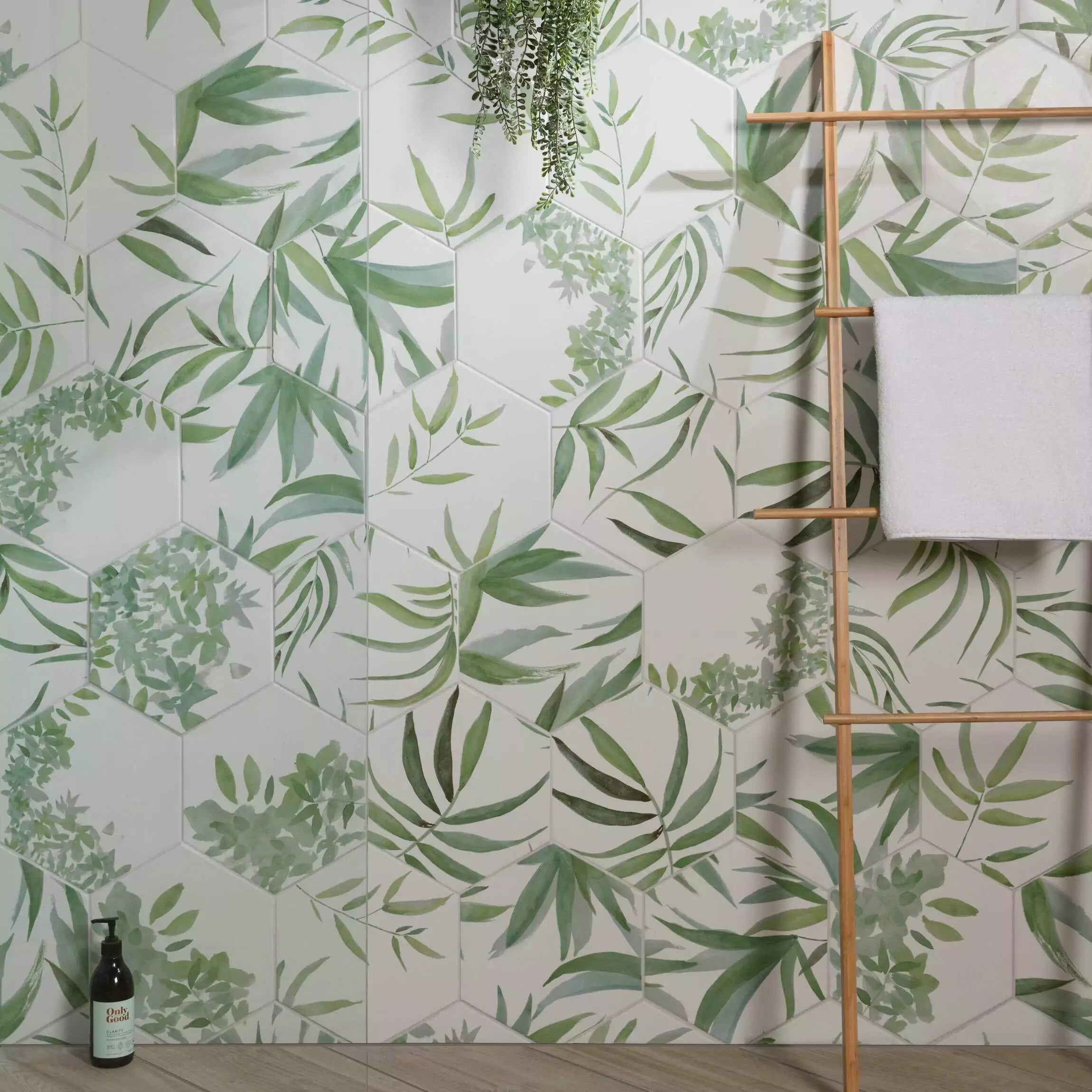 Tropical Forest Green Leaf Pattern Hexagon 333x285mm Pattern Wall and Floor Porcelain Tile TilesDecor