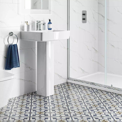 Valor Blue and White Pattern Porcelain Floor Tile TilesDecor