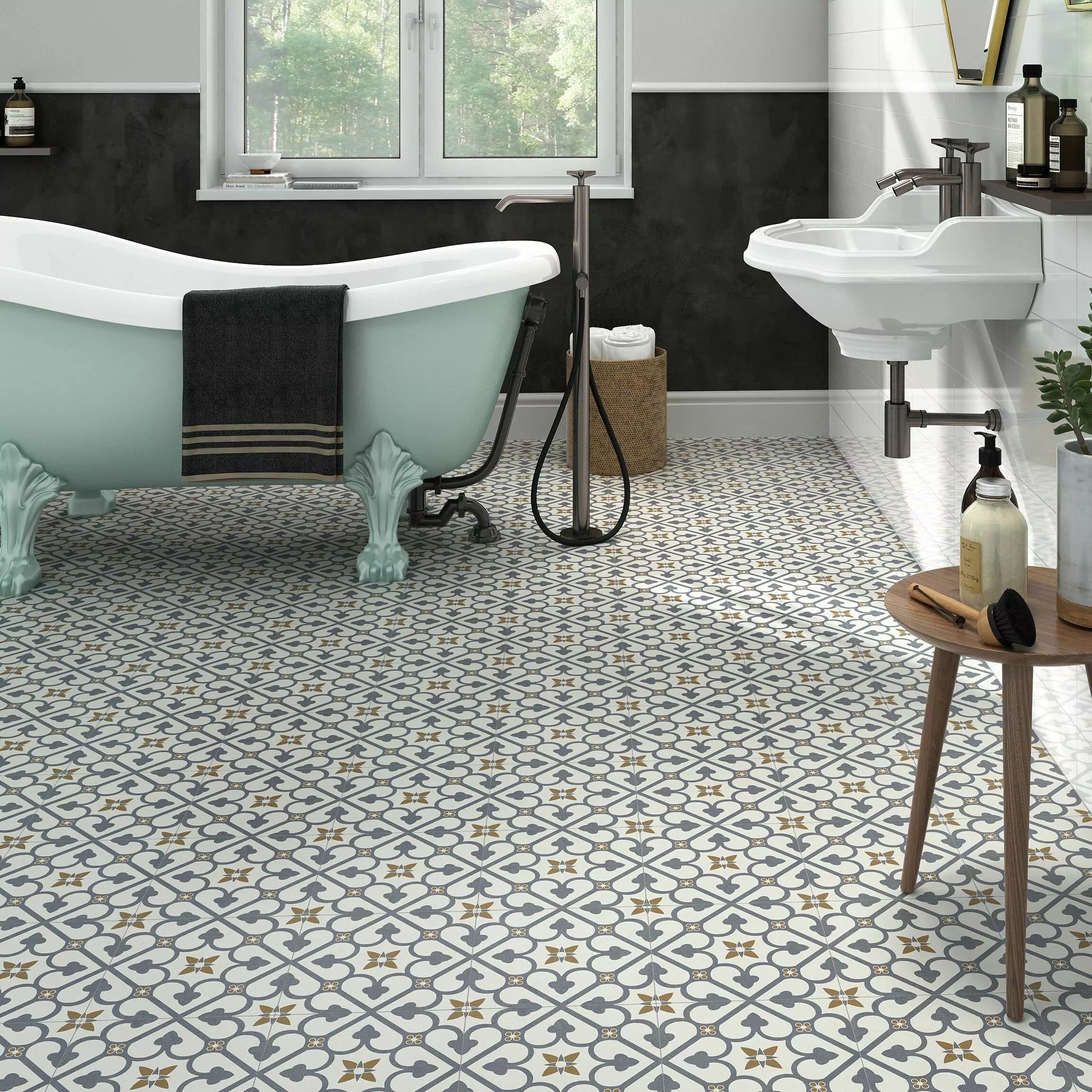 Valor Blue and White Pattern Porcelain Floor Tile TilesDecor