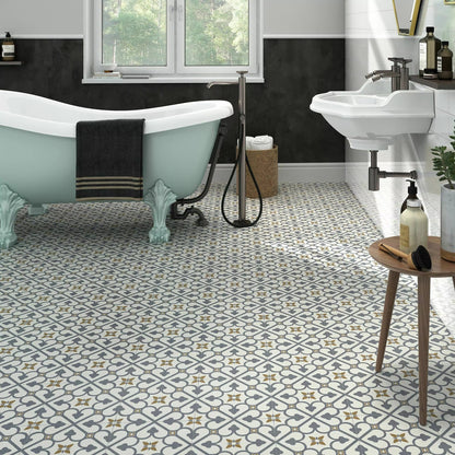 Valor Blue and White Pattern Porcelain Floor Tile TilesDecor