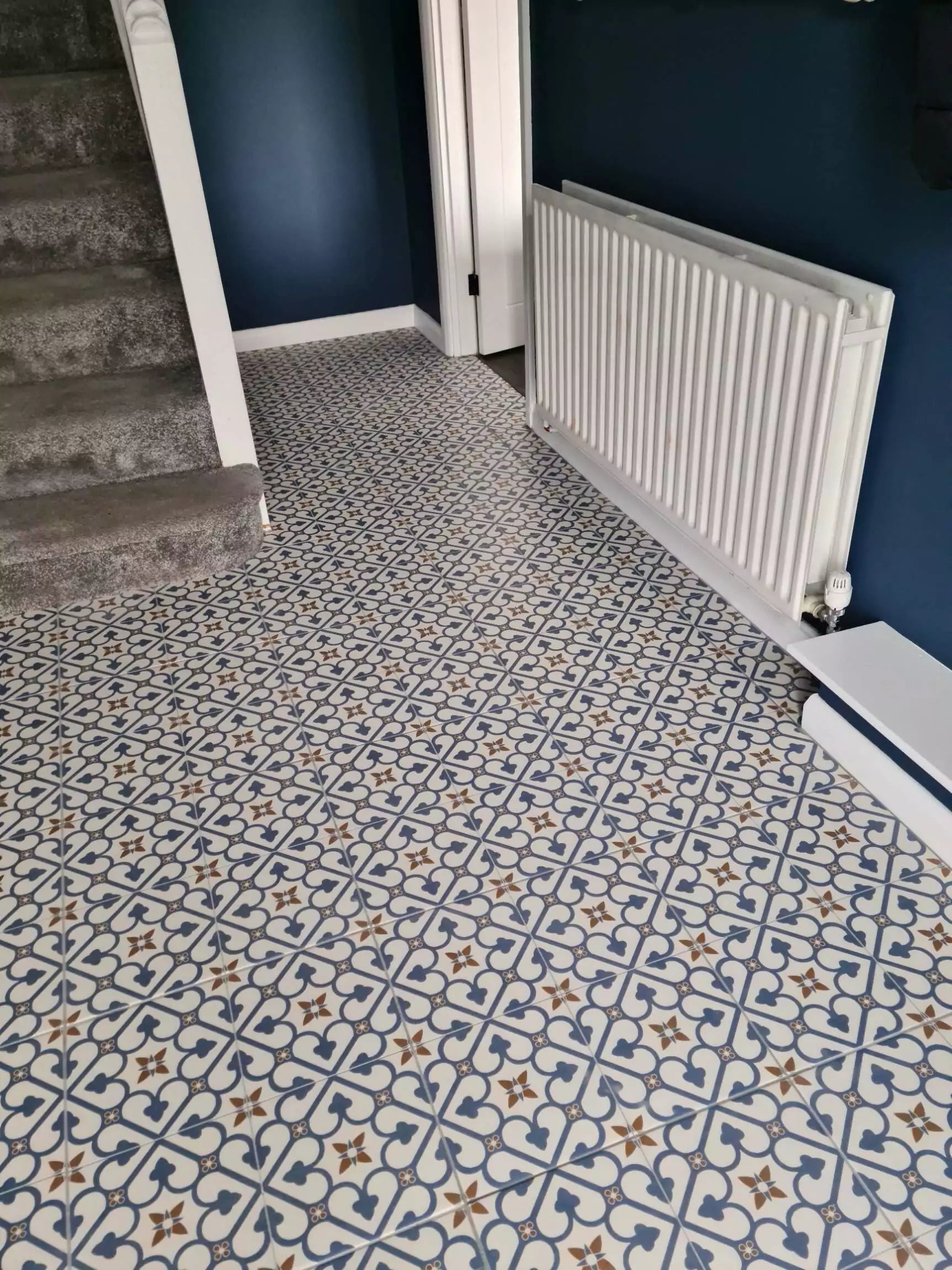 Valor Blue and White Pattern Porcelain Floor Tile TilesDecor