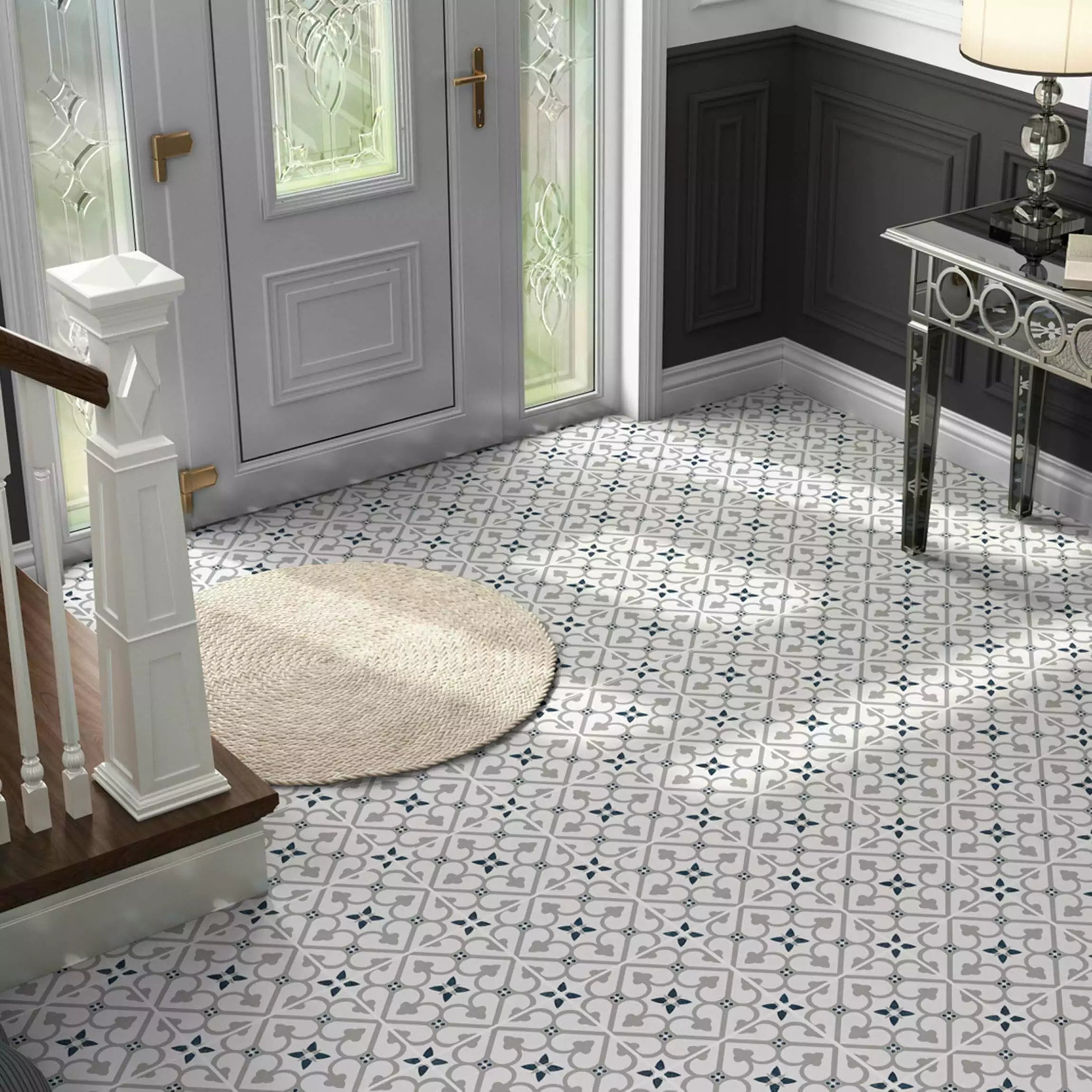 Valor Grey and White Pattern Porcelain Floor Tile TilesDecor