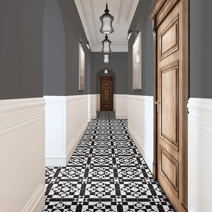 Victorian Black and White Traditional Pattern Ceramic Wall and Floor Tile TilesDecor