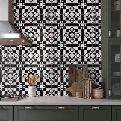 Victorian Black and White Traditional Pattern Ceramic Wall and Floor Tile TilesDecor