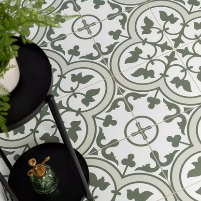 Victorian Henley Army Green Pattern Ceramic Wall and Floor Tile TilesDecor