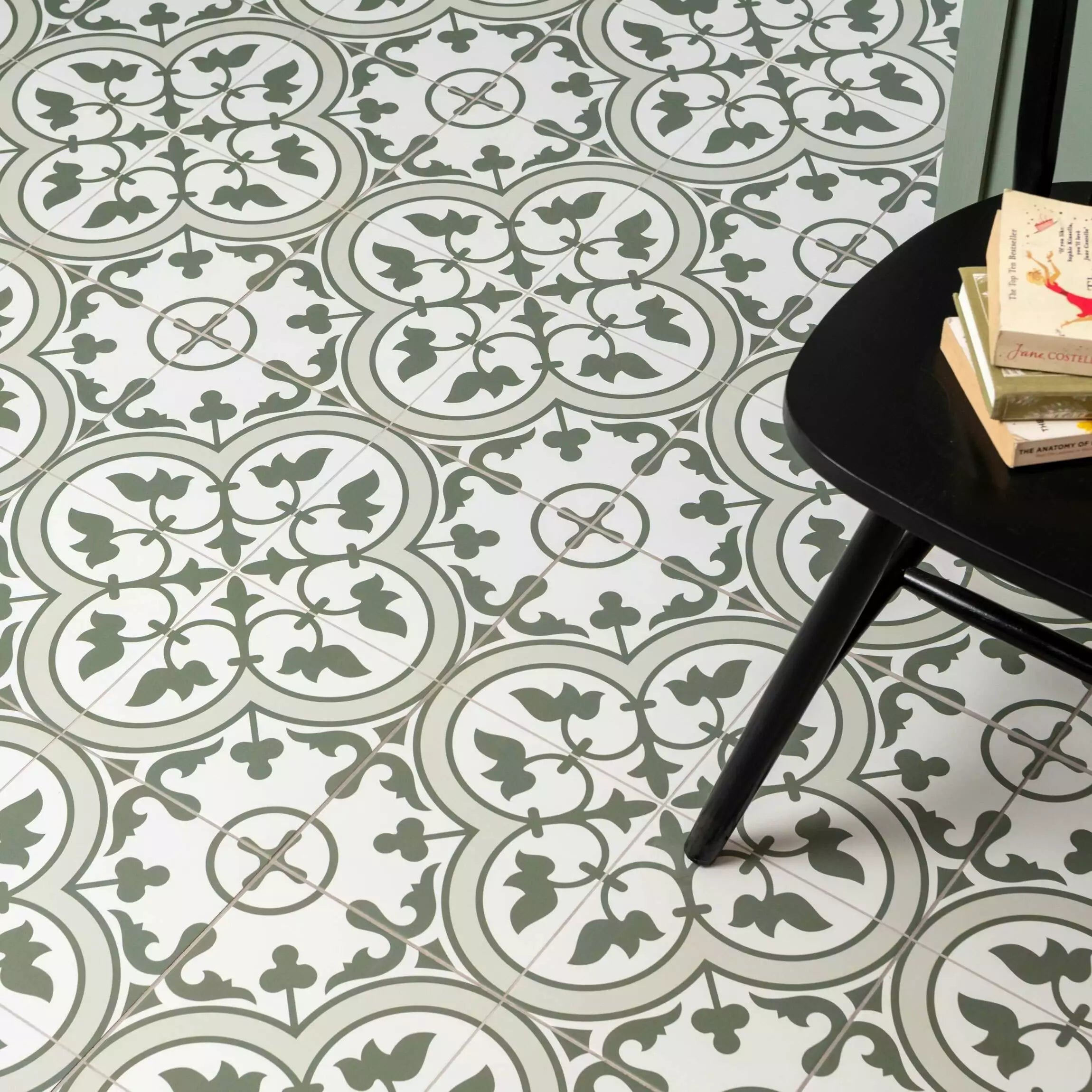 Victorian Henley Army Green Pattern Ceramic Wall and Floor Tile TilesDecor