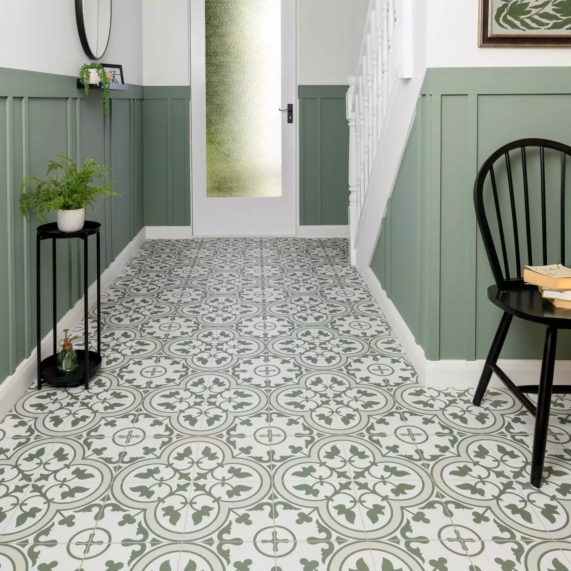 Victorian Henley Army Green Pattern Ceramic Wall and Floor Tile TilesDecor