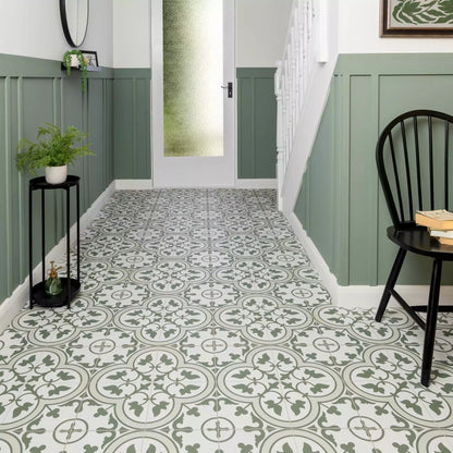 Victorian Henley Army Green Pattern Ceramic Wall and Floor Tile TilesDecor