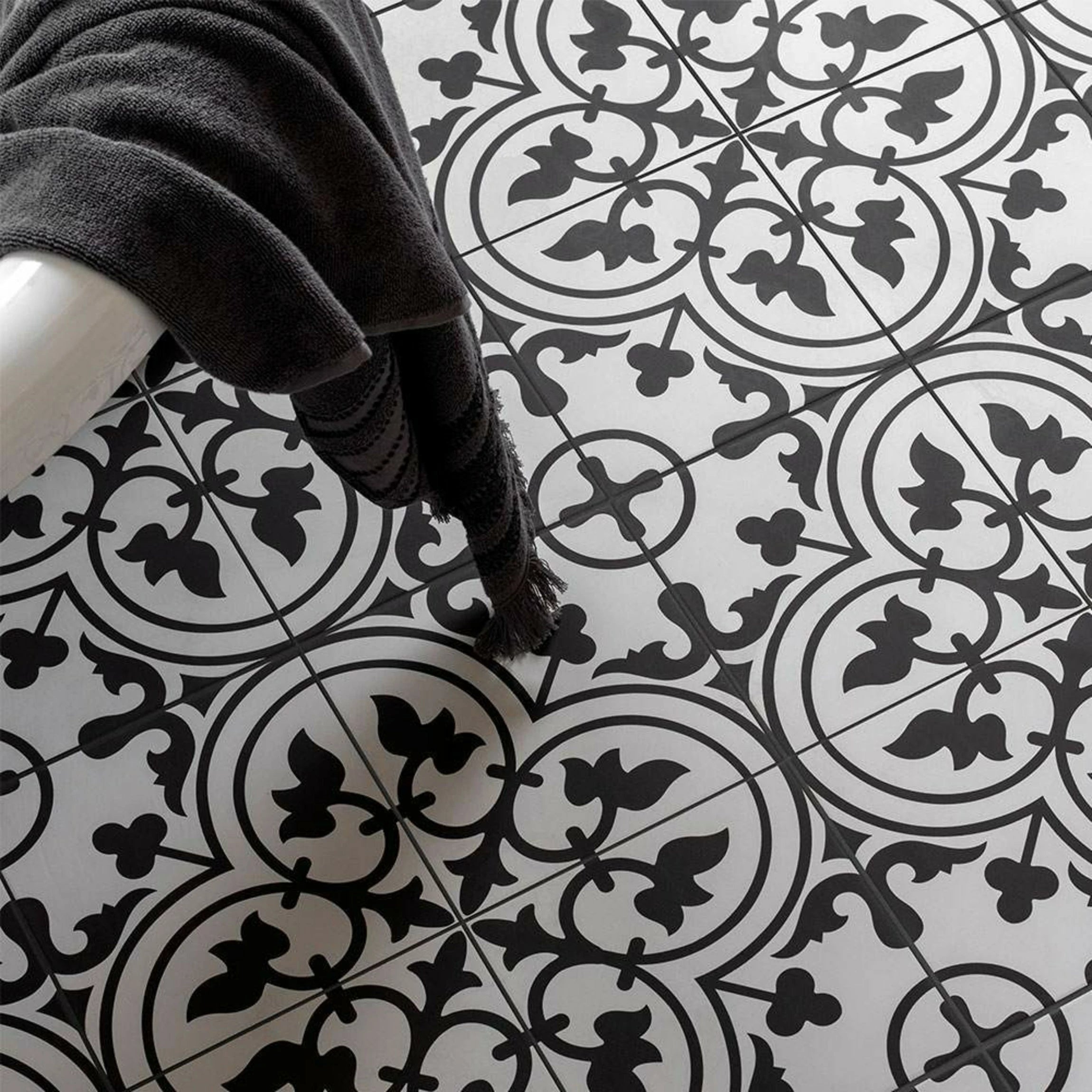 Victorian Henley Black Pattern Ceramic Wall and Floor Tile TilesDecor