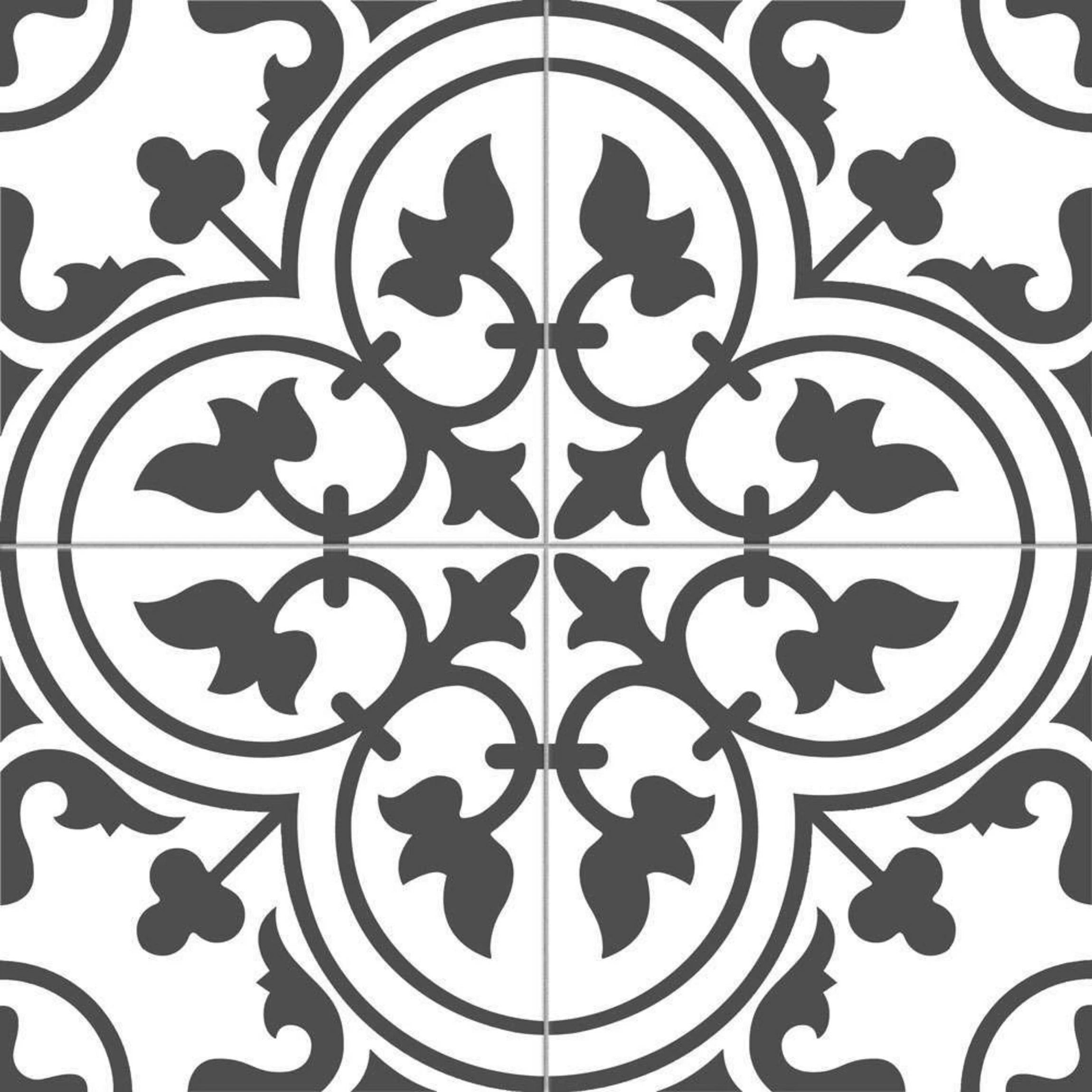 Victorian Henley Black Pattern Ceramic Wall and Floor Tile TilesDecor