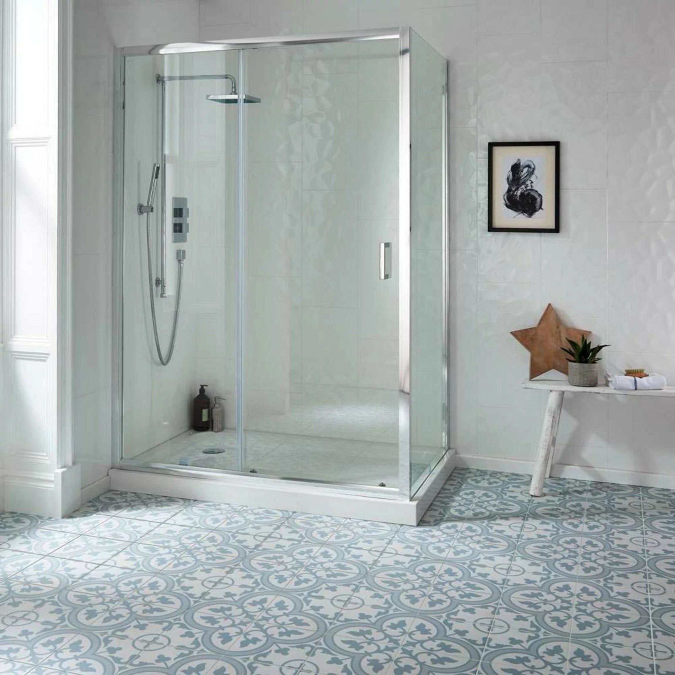 Victorian Henley Light Blue Pattern Ceramic Wall and Floor Tile TilesDecor