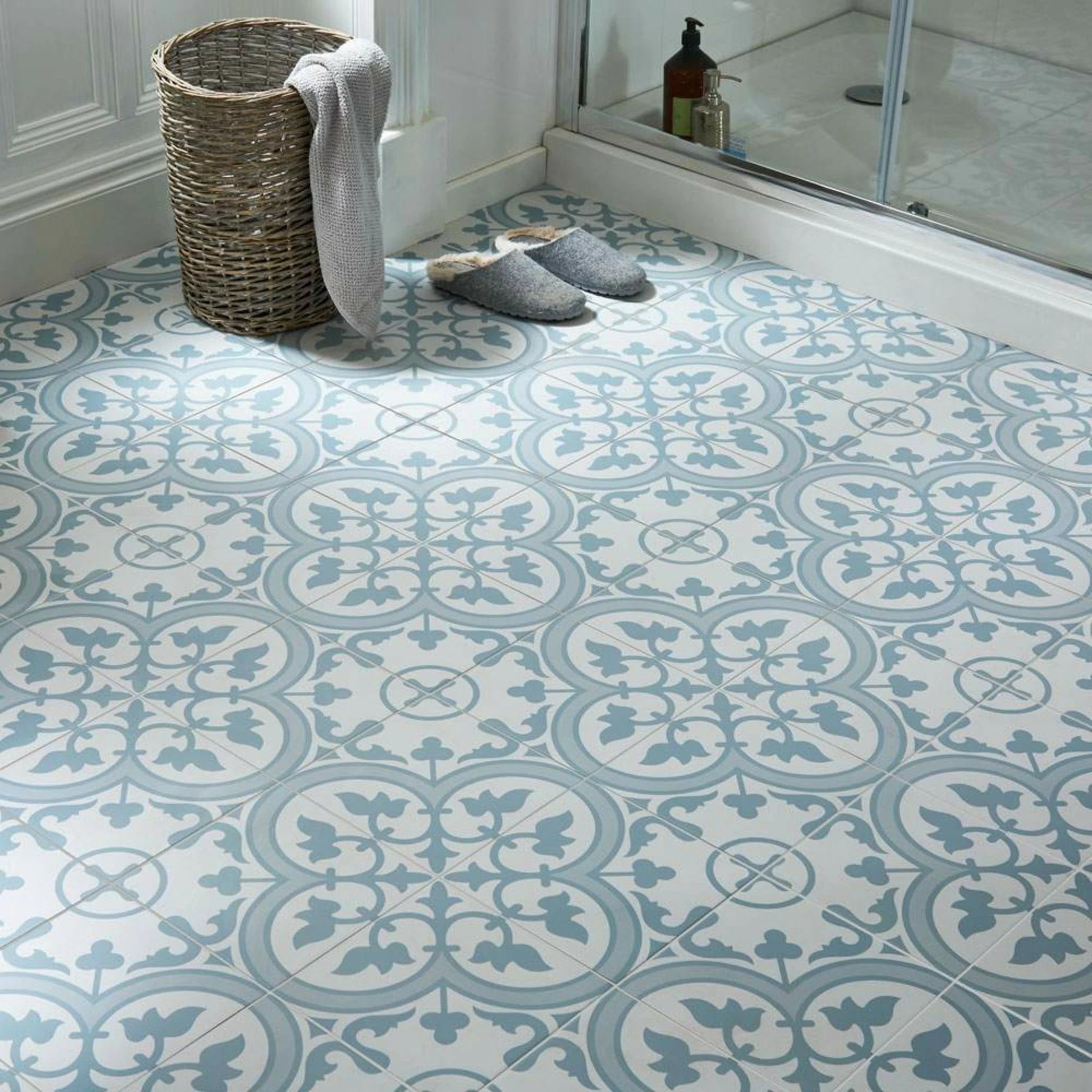 Victorian Henley Light Blue Pattern Ceramic Wall and Floor Tile TilesDecor