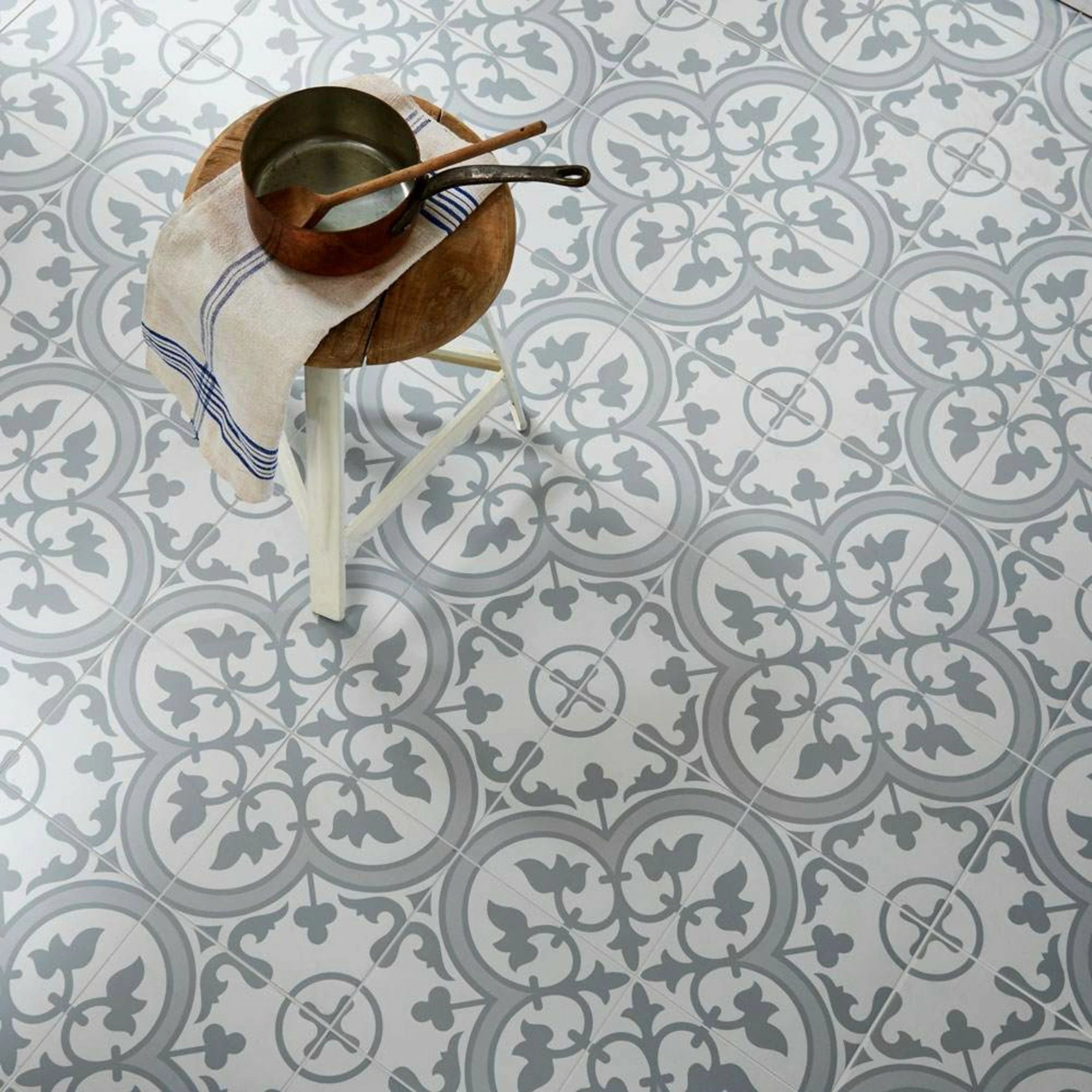 Victorian Henley Light Grey Pattern Ceramic Wall and Floor Tile TilesDecor
