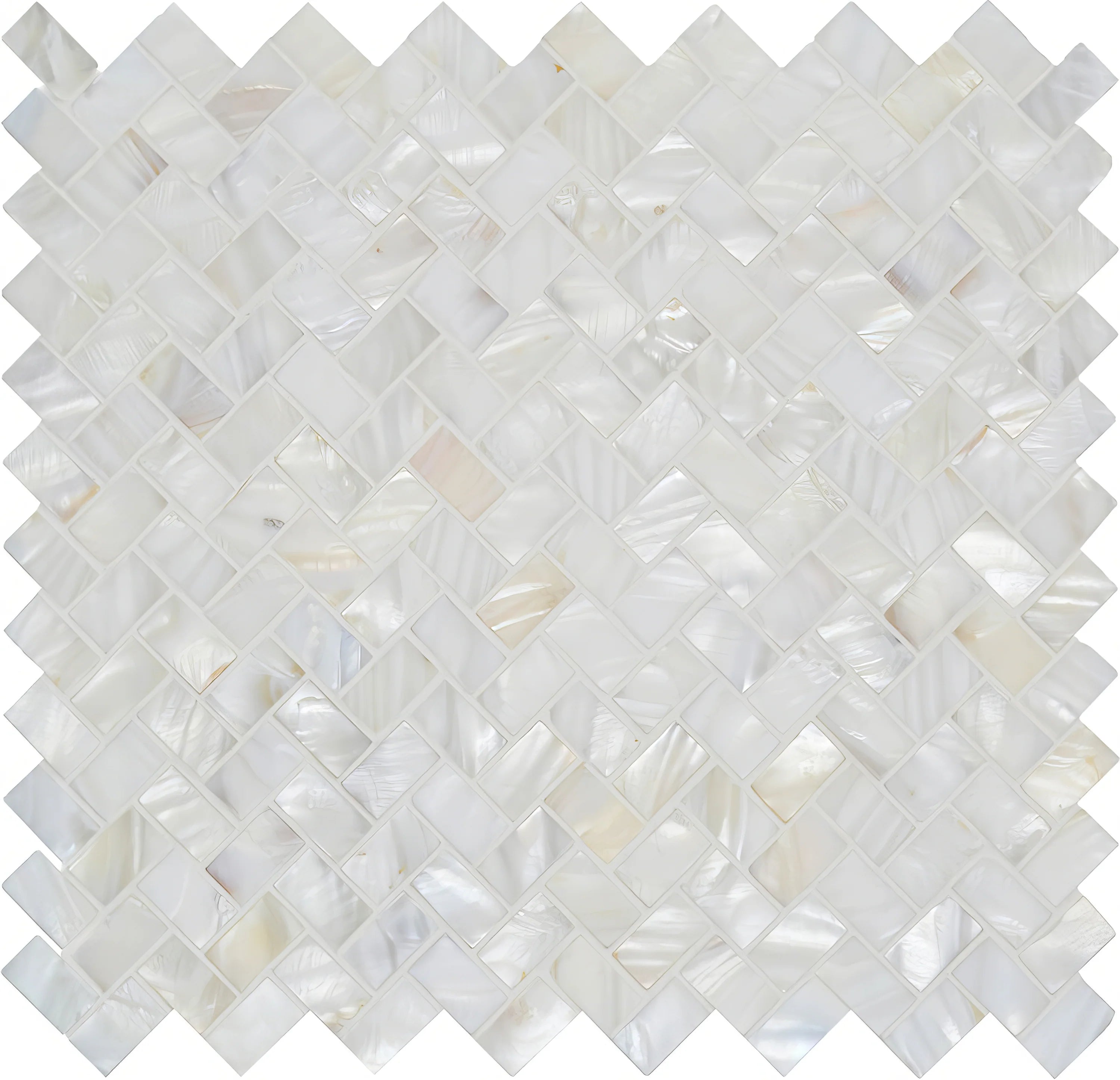 White Pearl Herringbone Shell Mosaic amy