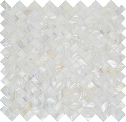 White Pearl Herringbone Shell Mosaic amy