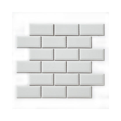 White Bevelled Metro Ceramic Mosaic Wall Tile TilesDecor