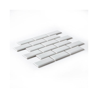 White Bevelled Metro Ceramic Mosaic Wall Tile TilesDecor