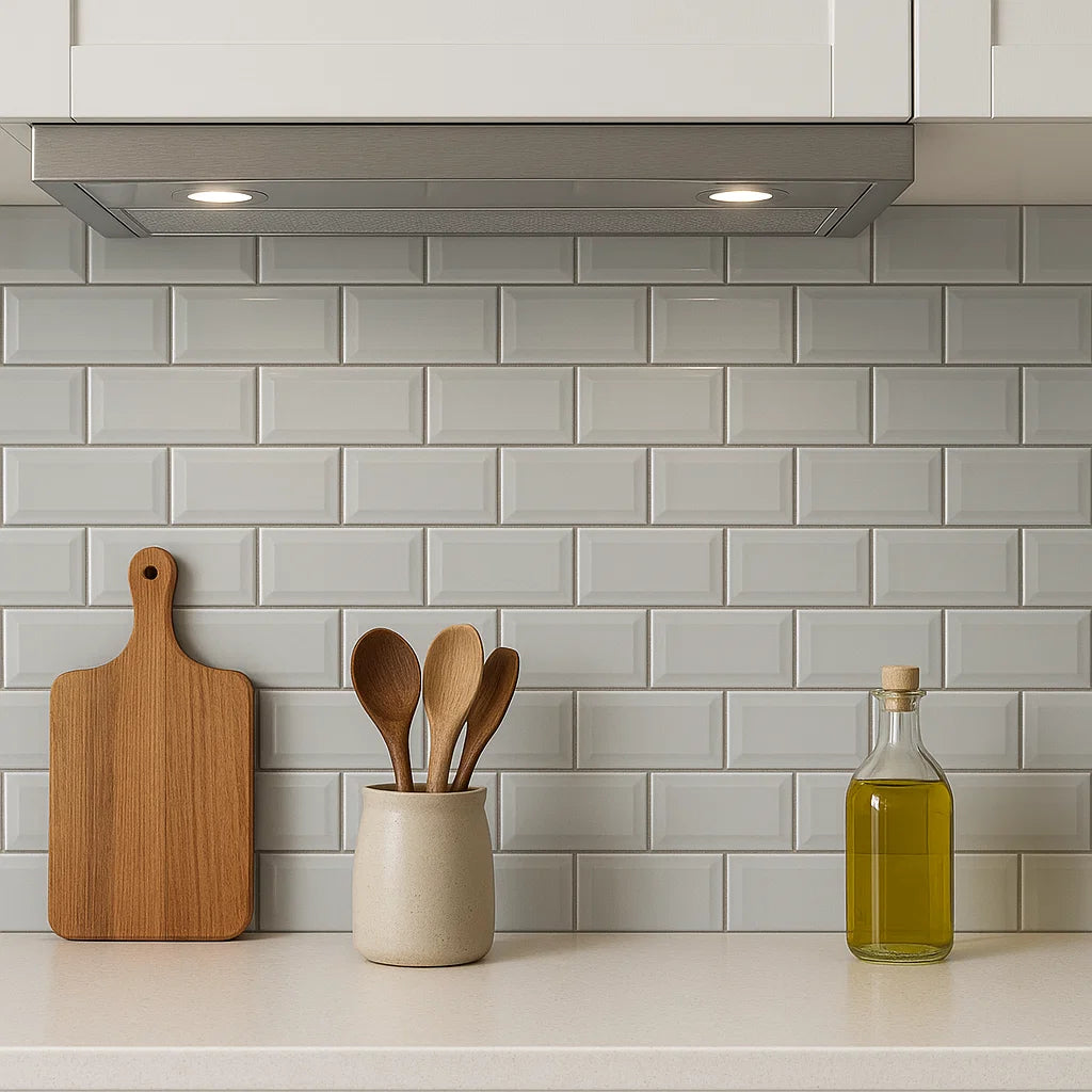 White Bevelled Metro Ceramic Mosaic Wall Tile TilesDecor