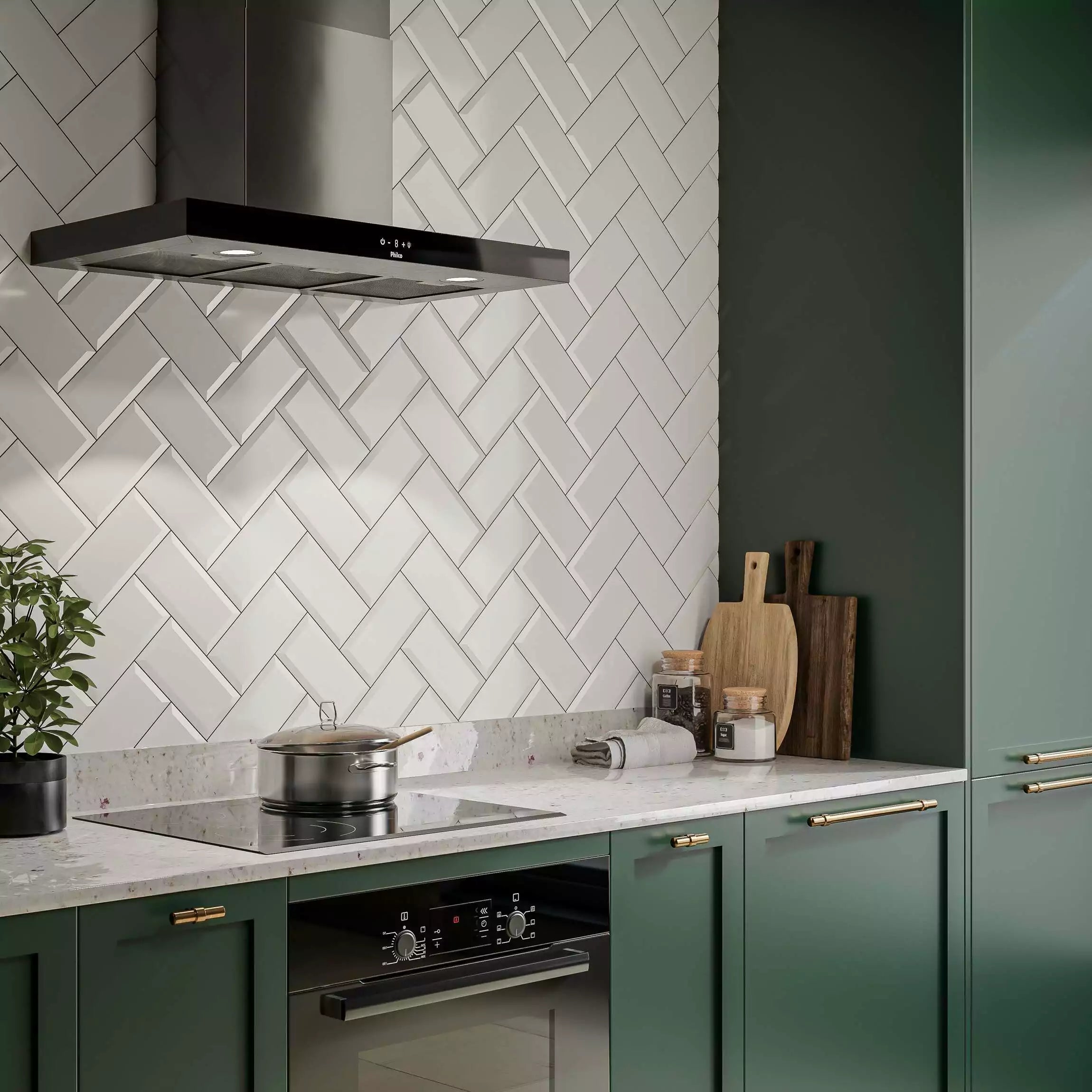 White Gloss Bevelled Metro Ceramic Wall 100x200mm Tile TilesDecor