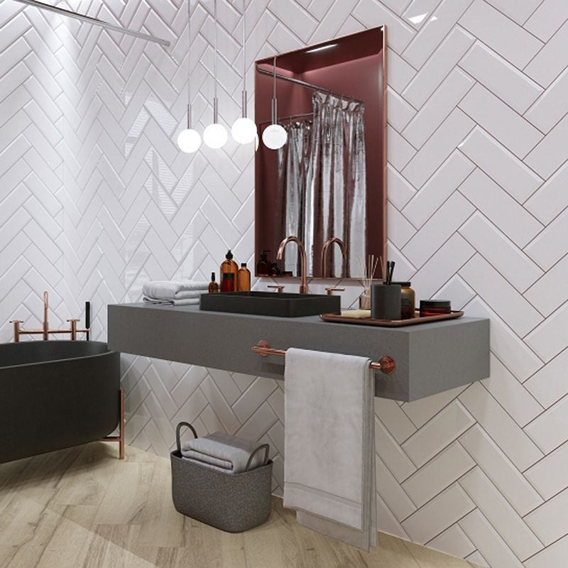White Gloss Bevelled Metro Subway Ceramic Wall 100x300mm Tile TilesDecor