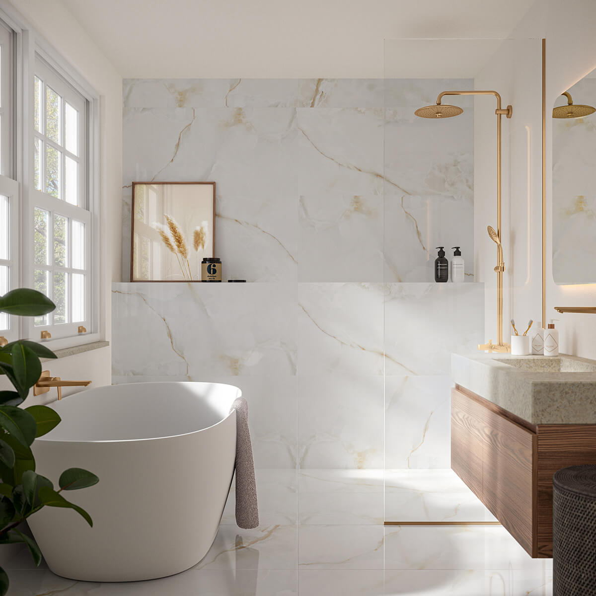 XL Honey Gold Natural Marble Effect 1200x600mm Polished Porcelain Wall and Floor Tile TilesDecor