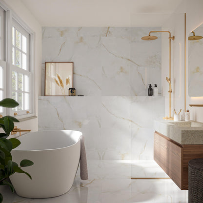 XL Honey Gold Natural Marble Effect 1200x600mm Polished Porcelain Wall and Floor Tile TilesDecor