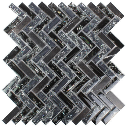 Malawi Black Fish Bone Natural Stone Mosaic Mosafil TM34272 Axel XIC HB1528